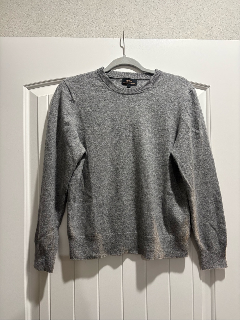 Quince Mongolian Cashmere Crewneck Sweater Heather Grey L